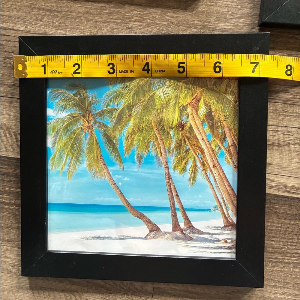 7x7 Beach Theme Pictures in Black Wood Frames Set of 12 - Picture 9 of 11